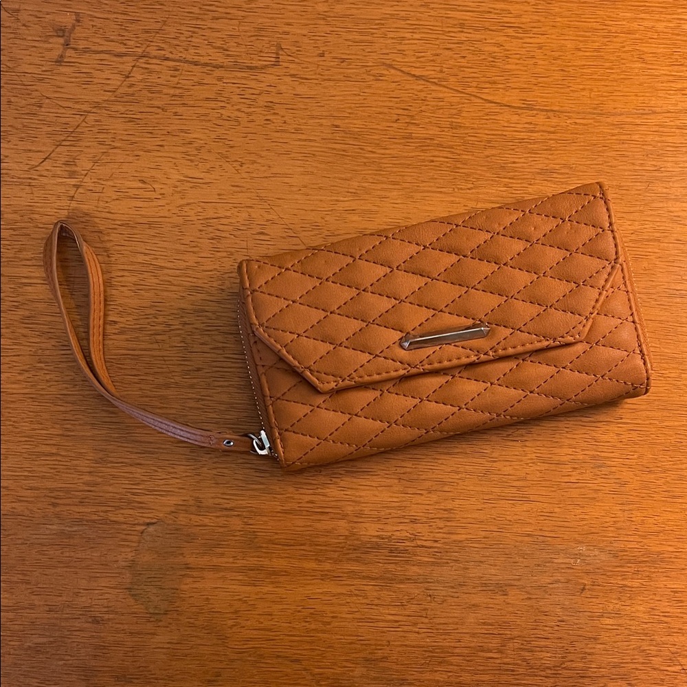 Quilted Brown Wristlet Wallet